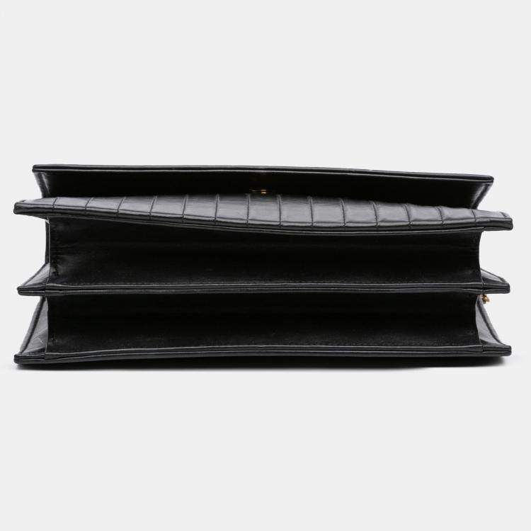 مملوكة مسبقًا Saint Laurent Paris Black Quilted Calfskin Victoire Chain Crossbody