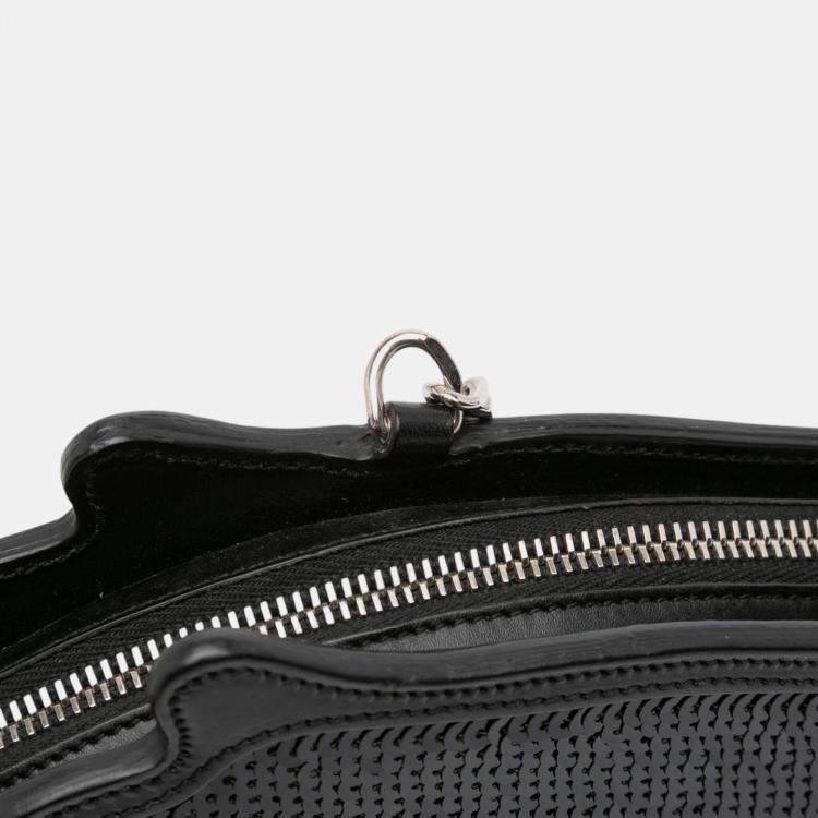 Pre Owned Saint Laurent Paris Black Sequined Bo Gun Chain Crossbody