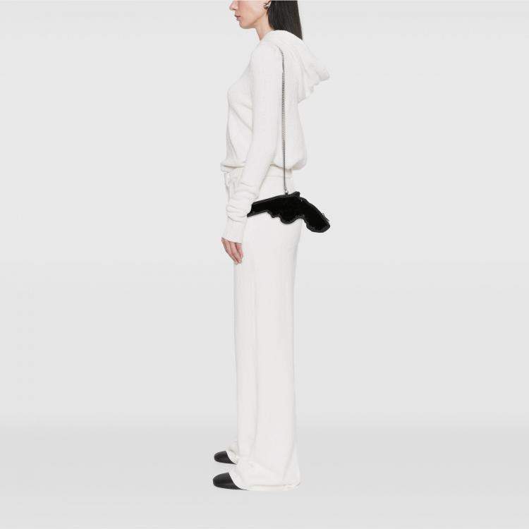 Pre Owned Saint Laurent Paris Black Sequined Bo Gun Chain Crossbody