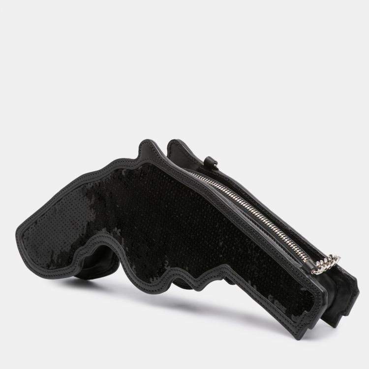 Pre Owned Saint Laurent Paris Black Sequined Bo Gun Chain Crossbody