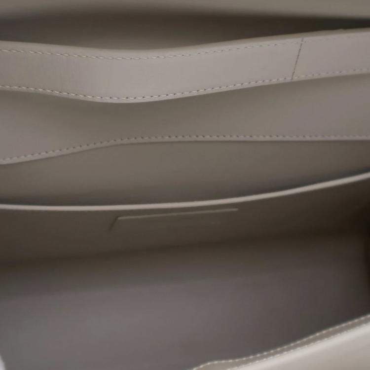 Pre Owned Saint Laurent Paris White Medium Leather Manhattan Shoulder Bag