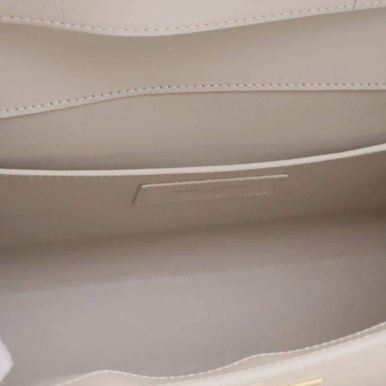 Pre Owned Saint Laurent Paris White Medium Leather Manhattan Shoulder Bag