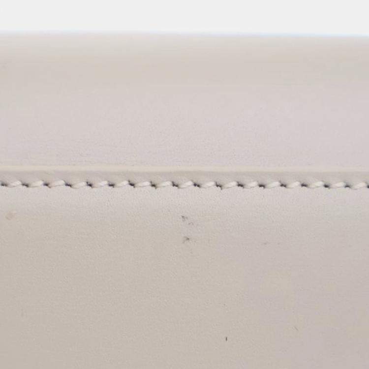 Pre Owned Saint Laurent Paris White Medium Leather Manhattan Shoulder Bag