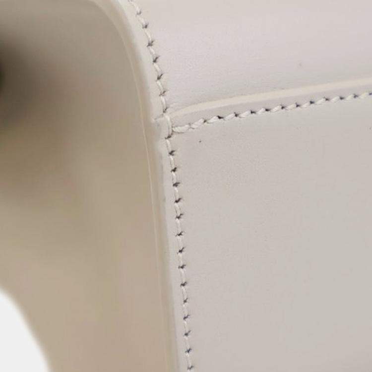 Pre Owned Saint Laurent Paris White Medium Leather Manhattan Shoulder Bag