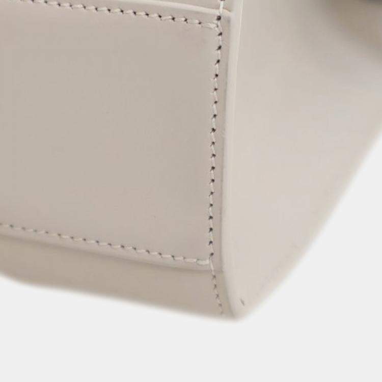 Pre Owned Saint Laurent Paris White Medium Leather Manhattan Shoulder Bag