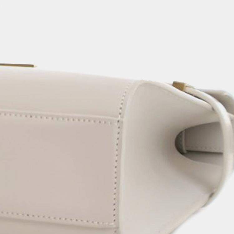 Pre Owned Saint Laurent Paris White Medium Leather Manhattan Shoulder Bag