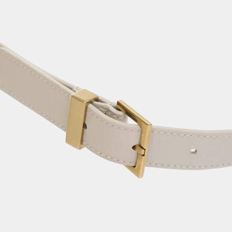 Pre Owned Saint Laurent Paris White Medium Leather Manhattan Shoulder Bag