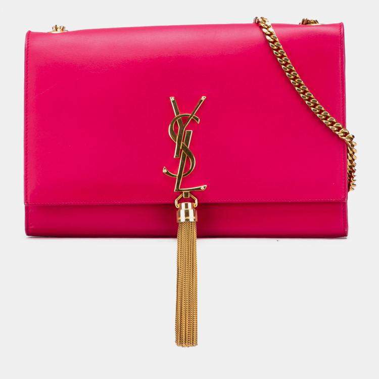 مملوكة مسبقًا Saint Laurent Paris Pink Medium Smooth Calfskin Classic Monogram Kate Tassel Crossbody