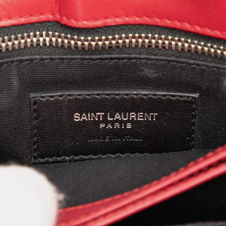 Pre Owned Saint Laurent Paris Red Toy Matelasse Leather Monogram LouLou Crossbody
