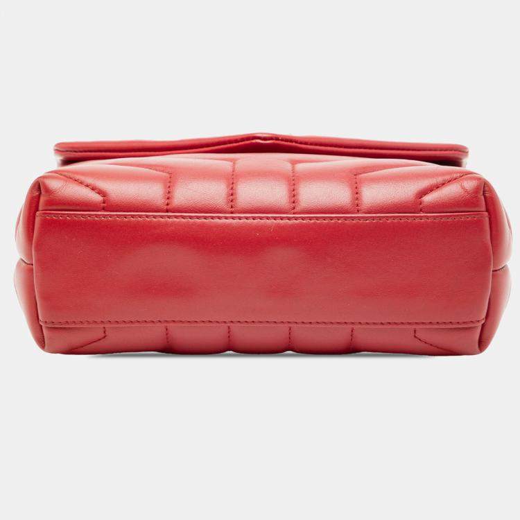 Pre Owned Saint Laurent Paris Red Toy Matelasse Leather Monogram LouLou Crossbody