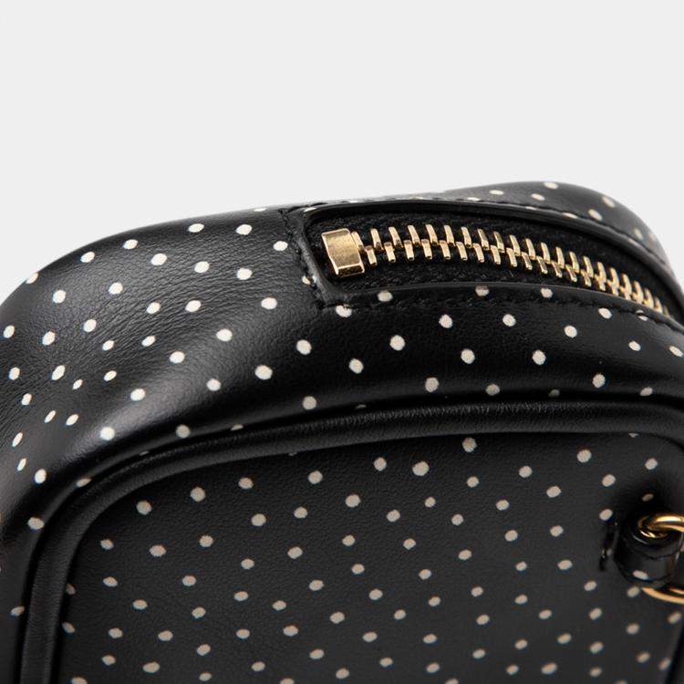 Pre Owned Saint Laurent Paris Black Baby Quilted Chevron Calfskin Monogram Polka Dot Lou Camera Bag
