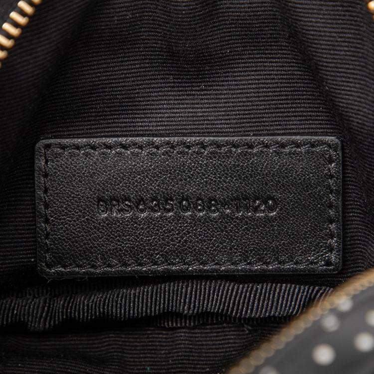 Pre Owned Saint Laurent Paris Black Baby Quilted Chevron Calfskin Monogram Polka Dot Lou Camera Bag