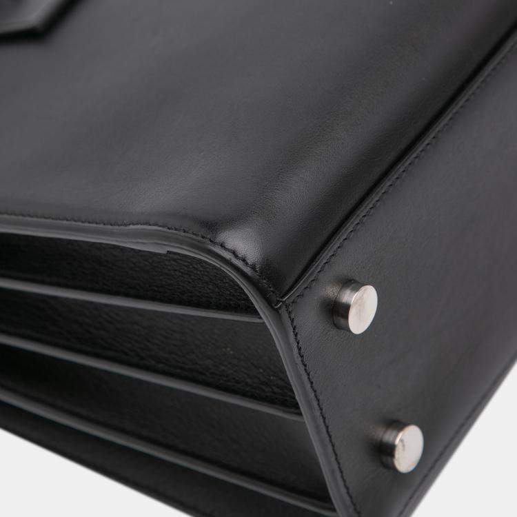 Pre Owned Saint Laurent Paris Black Baby Leather Patch Embellished Sac De Jour Satchel