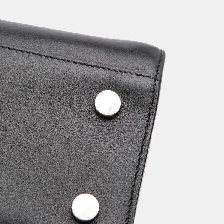 Pre Owned Saint Laurent Paris Black Baby Leather Patch Embellished Sac De Jour Satchel