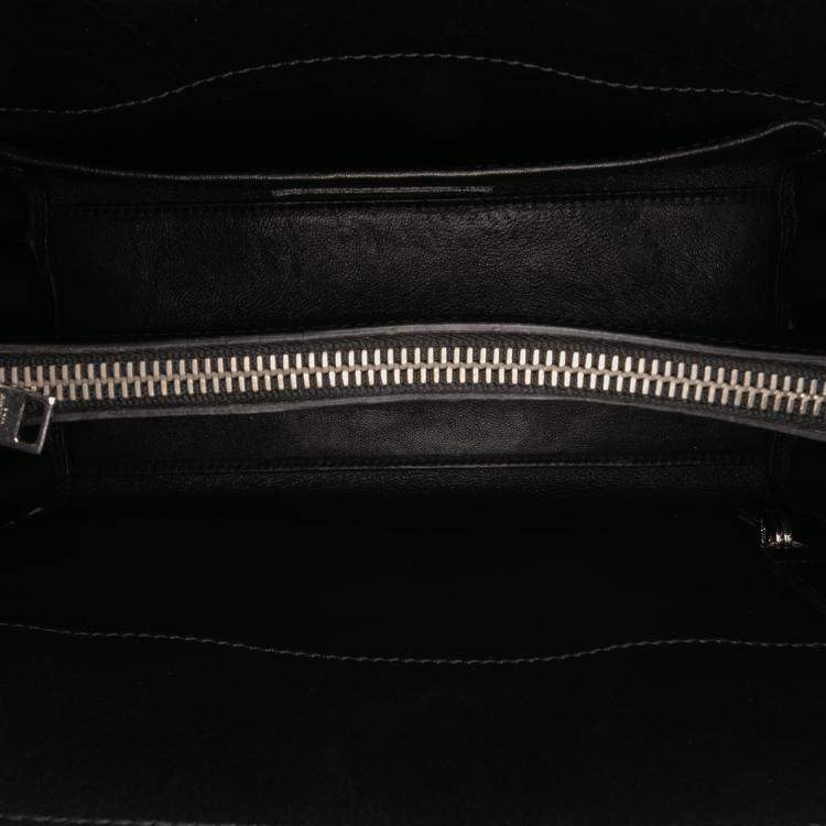 Pre Owned Saint Laurent Paris Black Baby Leather Patch Embellished Sac De Jour Satchel