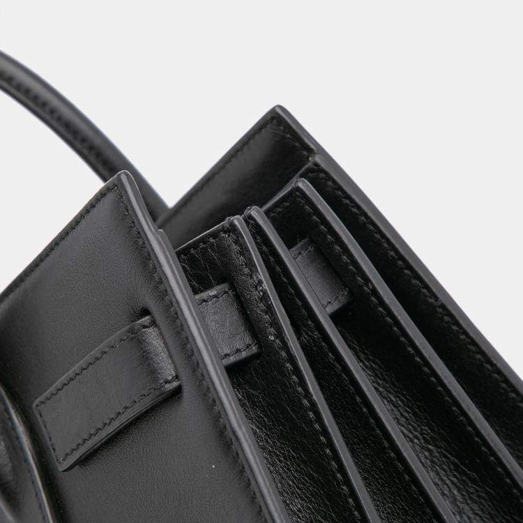 Pre Owned Saint Laurent Paris Black Baby Leather Patch Embellished Sac De Jour Satchel