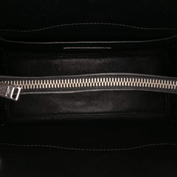 Pre Owned Saint Laurent Paris Black Baby Leather Patch Embellished Sac De Jour Satchel