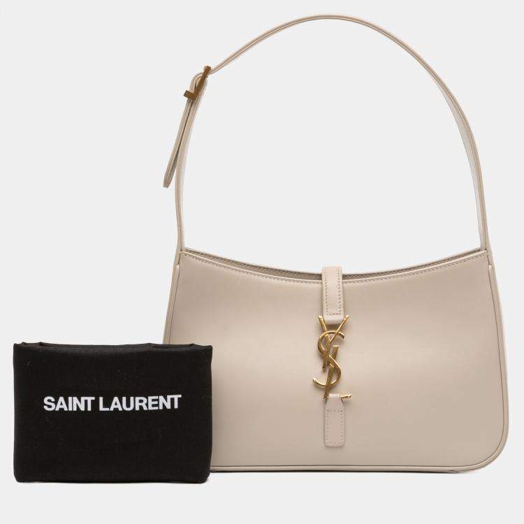 Pre Owned Saint Laurent Paris White Smooth Leather Le 5 a 7 Hobo