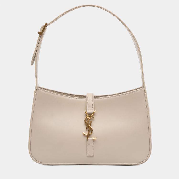 Pre Owned Saint Laurent Paris White Smooth Leather Le 5 a 7 Hobo