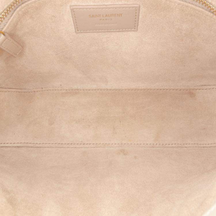 Pre Owned Saint Laurent Paris White Smooth Leather Le 5 a 7 Hobo