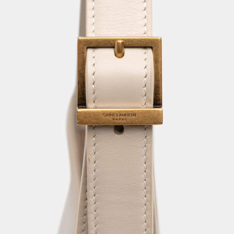 Pre Owned Saint Laurent Paris White Smooth Leather Le 5 a 7 Hobo