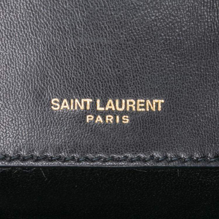 Pre Owned Saint Laurent Paris Black Small Chevron Lambskin Monogram Sulpice Bag