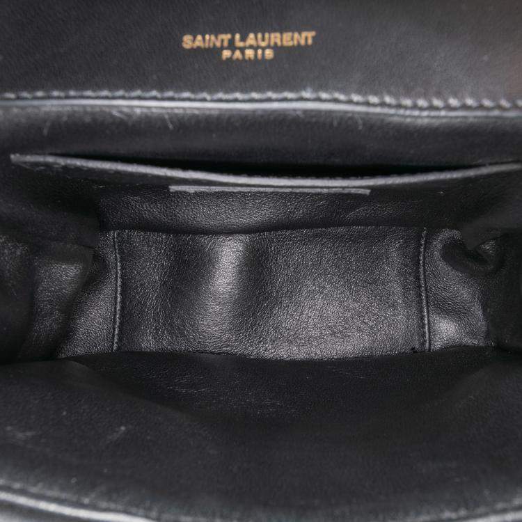 Pre Owned Saint Laurent Paris Black Small Chevron Lambskin Monogram Sulpice Bag
