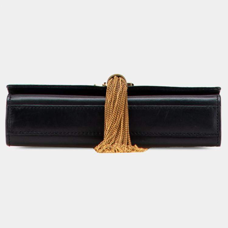 Pre Owned Saint Laurent Paris Black Small Leather Monogram Kate Tassel Crossbody