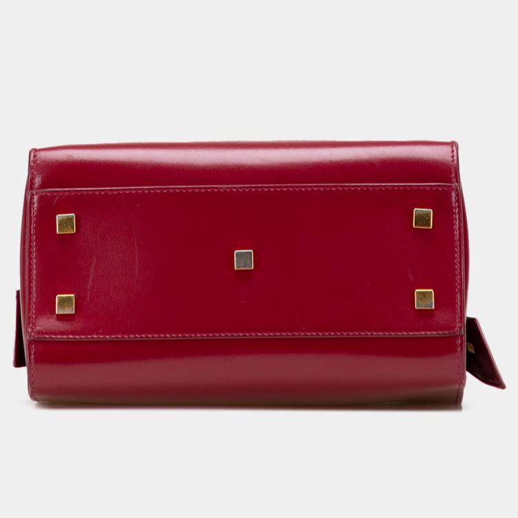 Pre Owned Saint Laurent Paris Red Small Leather Uptown Satchel