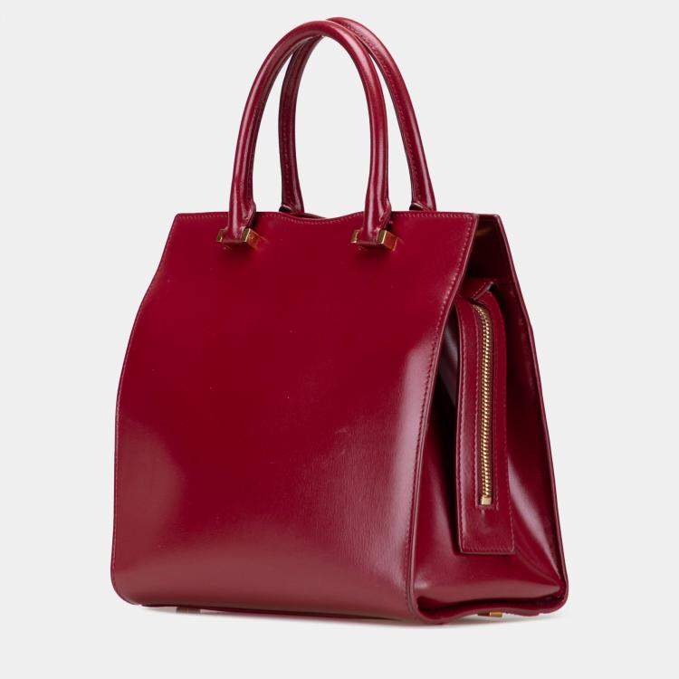 Pre Owned Saint Laurent Paris Red Small Leather Uptown Satchel