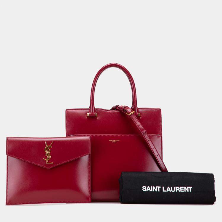 Pre Owned Saint Laurent Paris Red Small Leather Uptown Satchel