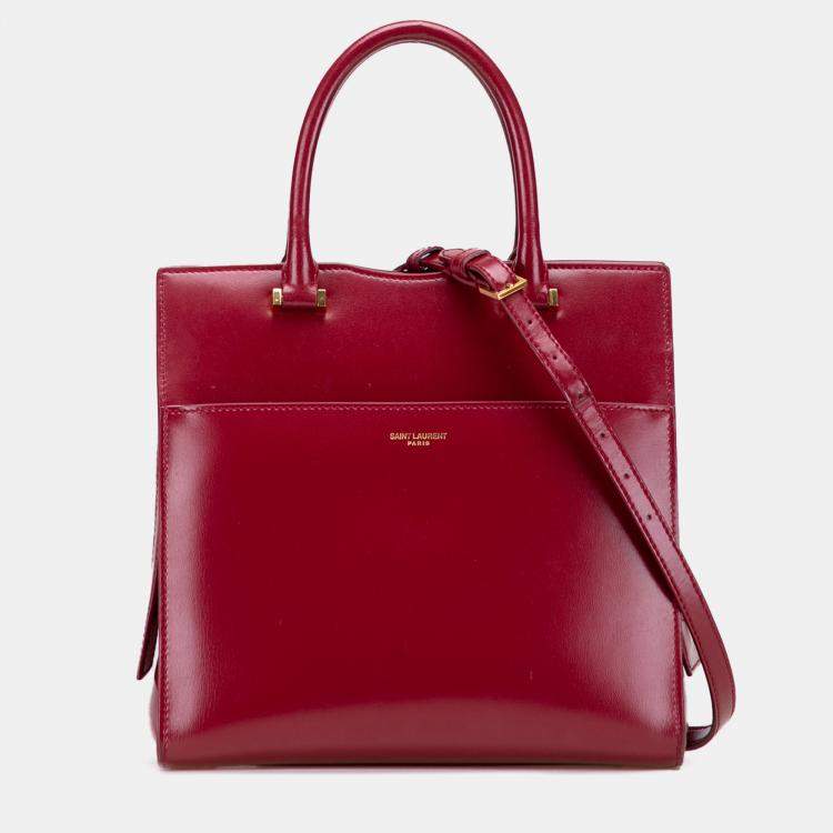 Pre Owned Saint Laurent Paris Red Small Leather Uptown Satchel