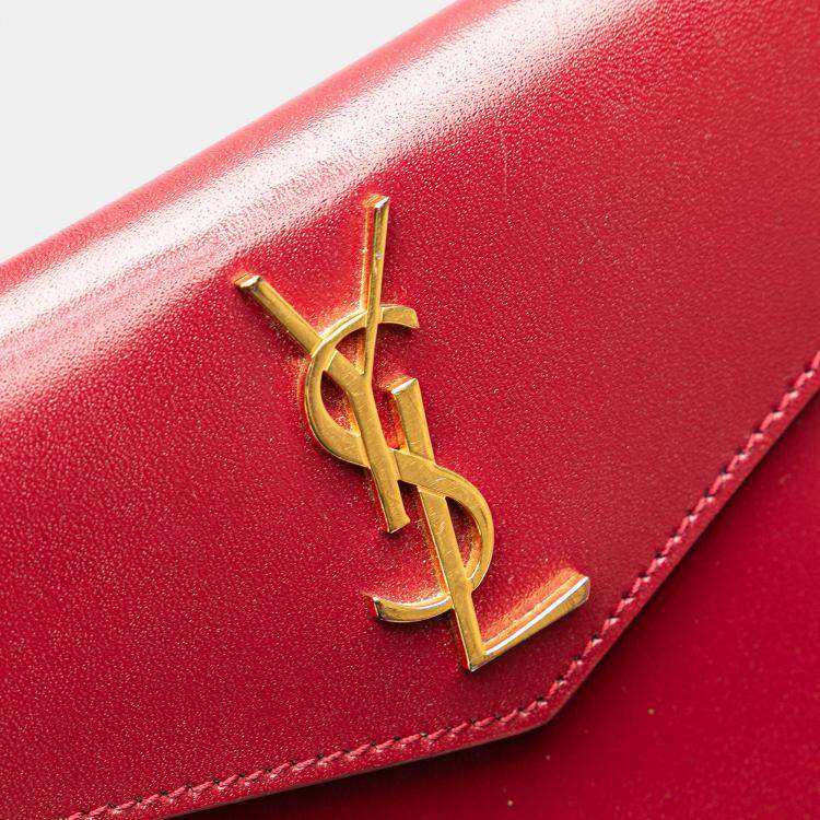 Pre Owned Saint Laurent Paris Red Small Leather Uptown Satchel