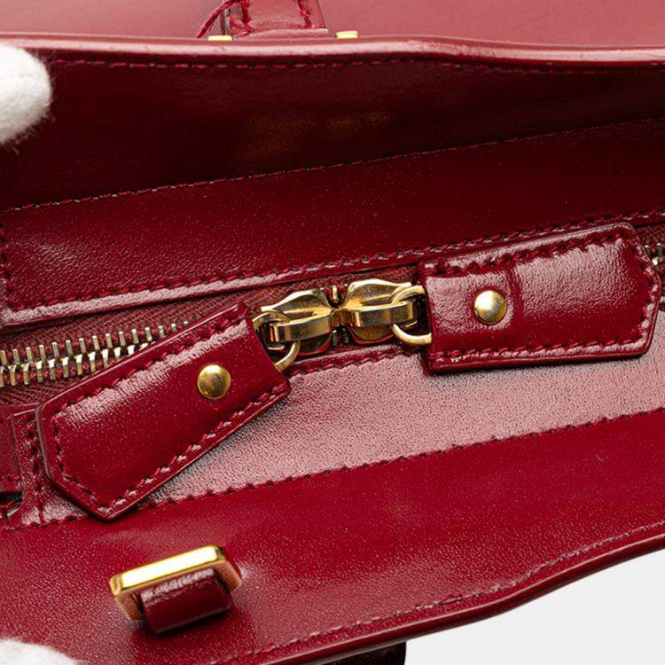 Pre Owned Saint Laurent Paris Red Small Leather Uptown Satchel