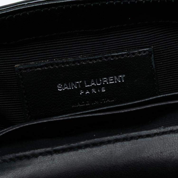 Pre Owned Saint Laurent Paris Black Baby Patent Chevron Classic Monogram Chain Bag