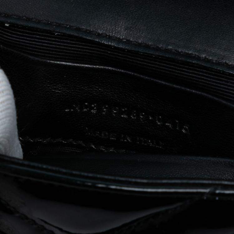 Pre Owned Saint Laurent Paris Black Baby Patent Chevron Classic Monogram Chain Bag