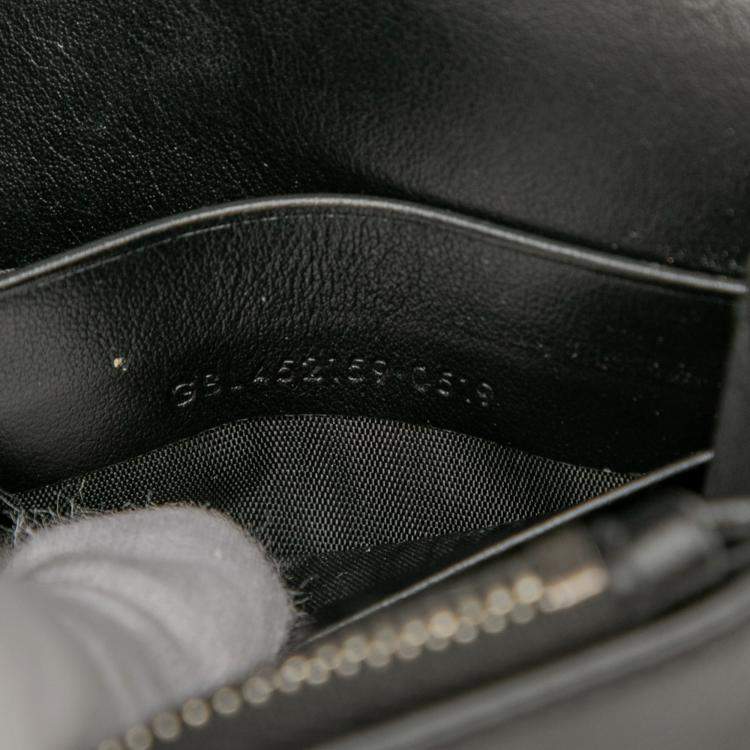 Pre Owned Saint Laurent Paris Black Calfskin Star Print Classic Monogram Kate Tassel Wallet on Chain