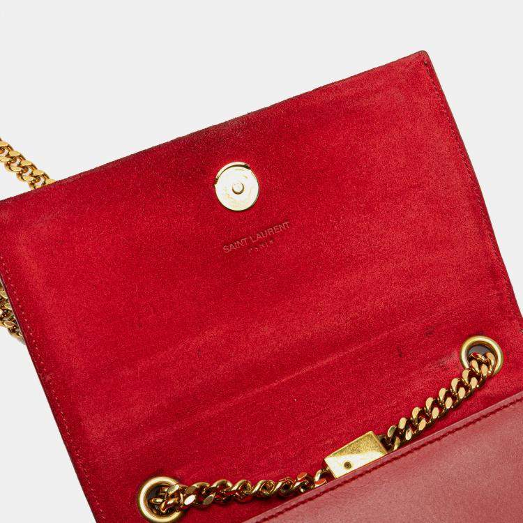 مملوكة مسبقًا Saint Laurent Paris Red Small Leather Monogram Kate Tassel Crossbody