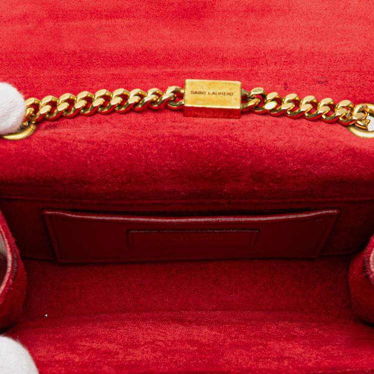 مملوكة مسبقًا Saint Laurent Paris Red Small Leather Monogram Kate Tassel Crossbody