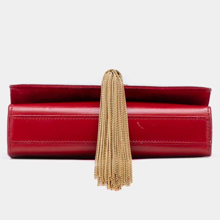 مملوكة مسبقًا Saint Laurent Paris Red Small Leather Monogram Kate Tassel Crossbody