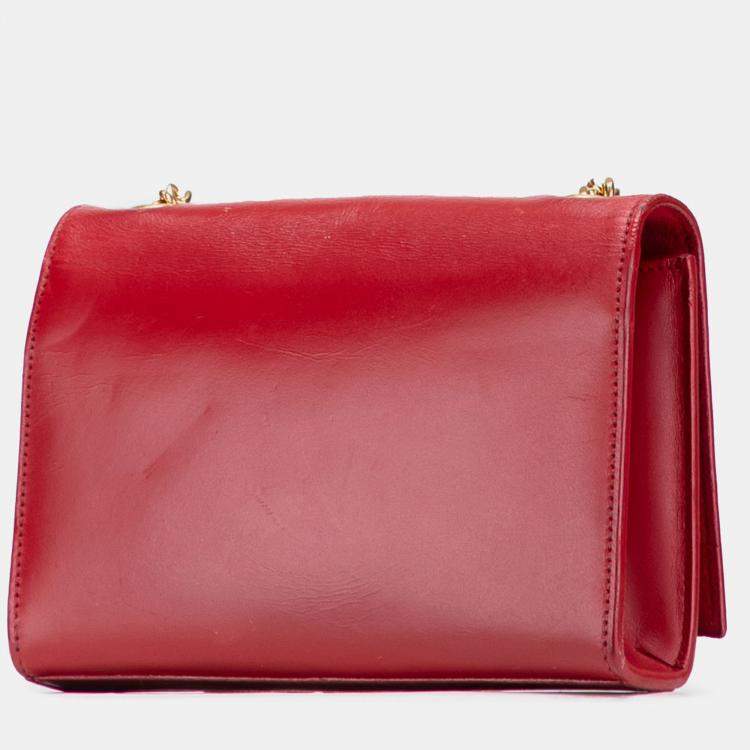 مملوكة مسبقًا Saint Laurent Paris Red Small Leather Monogram Kate Tassel Crossbody