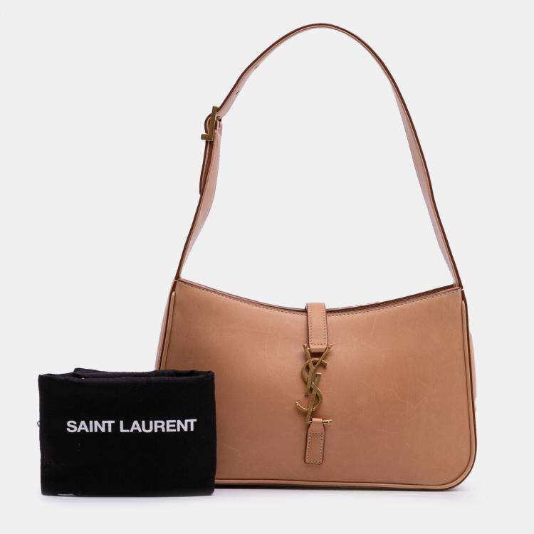 Pre Owned Saint Laurent Paris Brown Smooth Calfskin Le 5 a 7 Shoulder Bag