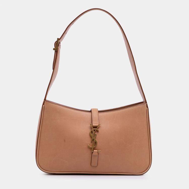 Pre Owned Saint Laurent Paris Brown Smooth Calfskin Le 5 a 7 Shoulder Bag