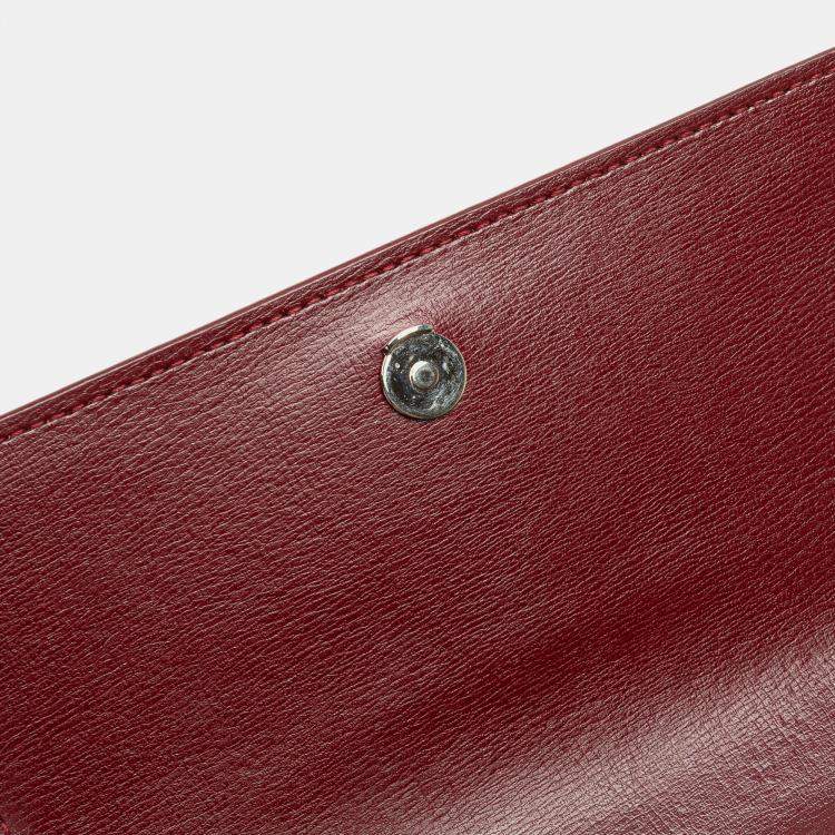 مملوكة مسبقًا Saint Laurent Paris Red Calfskin Monogram Sunset Chain Wallet