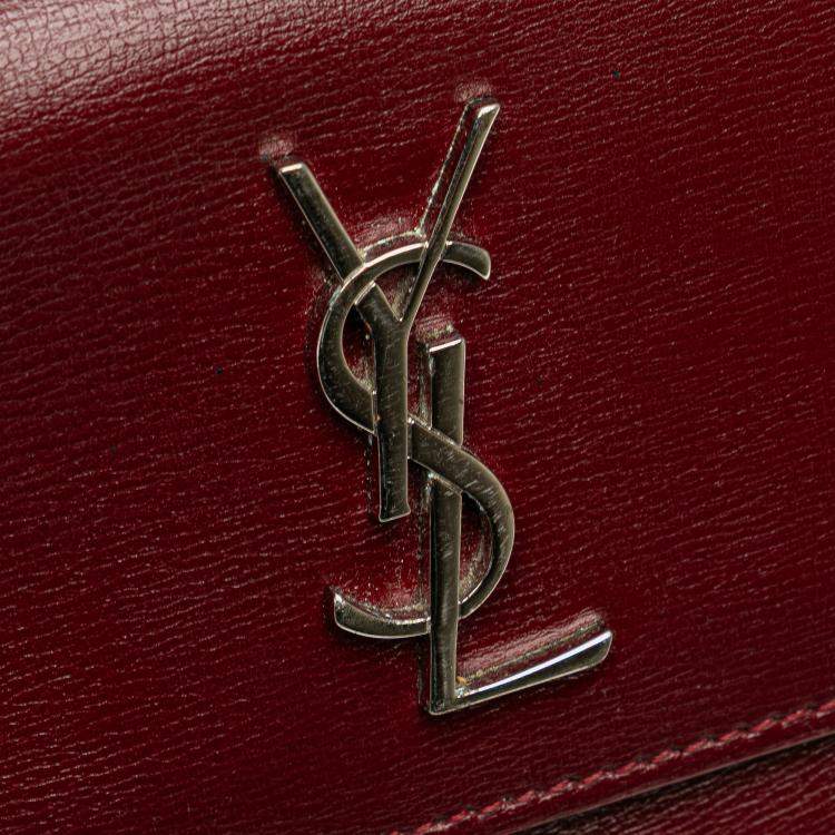 مملوكة مسبقًا Saint Laurent Paris Red Calfskin Monogram Sunset Chain Wallet
