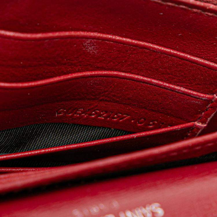 مملوكة مسبقًا Saint Laurent Paris Red Calfskin Monogram Sunset Chain Wallet