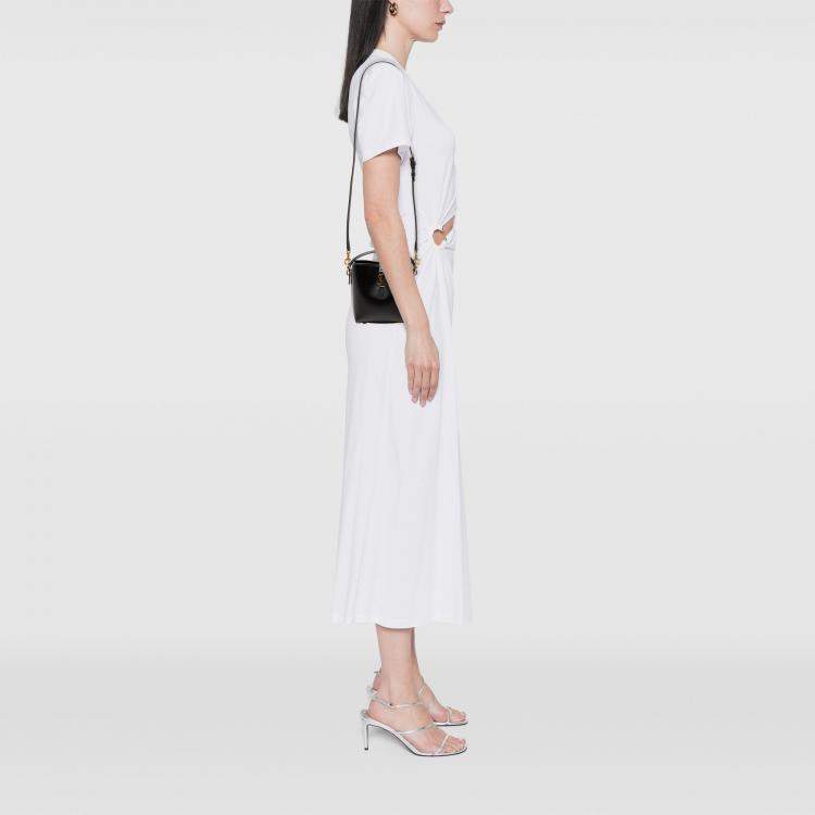 Pre Owned Saint Laurent Paris Black Mini Shiny Calfskin Le 37 Bucket Bag