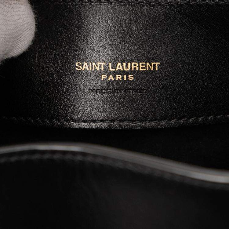 Pre Owned Saint Laurent Paris Black Mini Shiny Calfskin Le 37 Bucket Bag