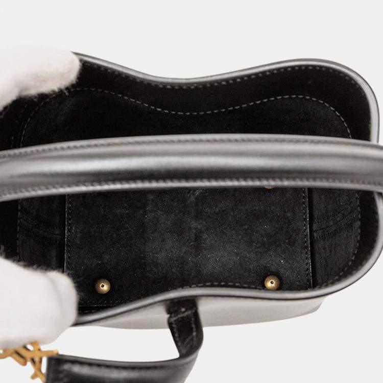 Pre Owned Saint Laurent Paris Black Mini Shiny Calfskin Le 37 Bucket Bag