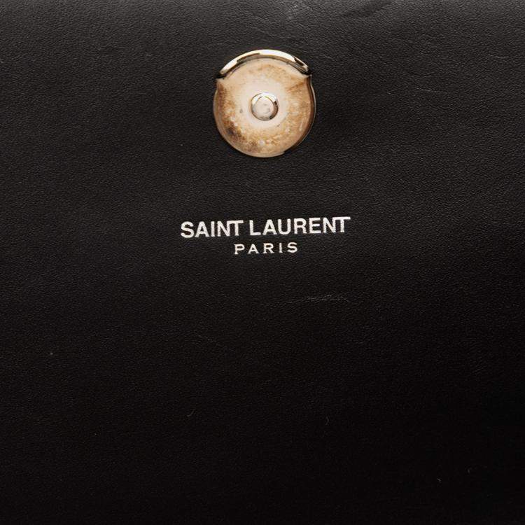 مملوكة مسبقًا Saint Laurent Paris Black Calfskin Cloud Star Applique Classic Monogram Kate Tassel Wallet on Chain